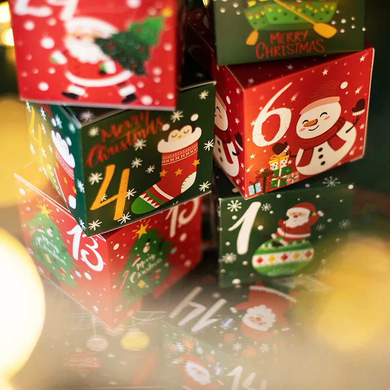 24-Day Christmas Advent Calendar Kraft Paper Gift Boxes Set Advent Calendar Boxes Babs
