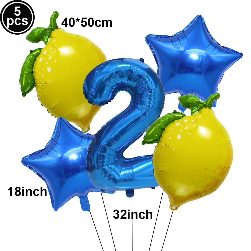 Lemon Foil Balloon Set with 32" Number Balloons – Party Decor Foil Balloon Set Babs Chocolate as show