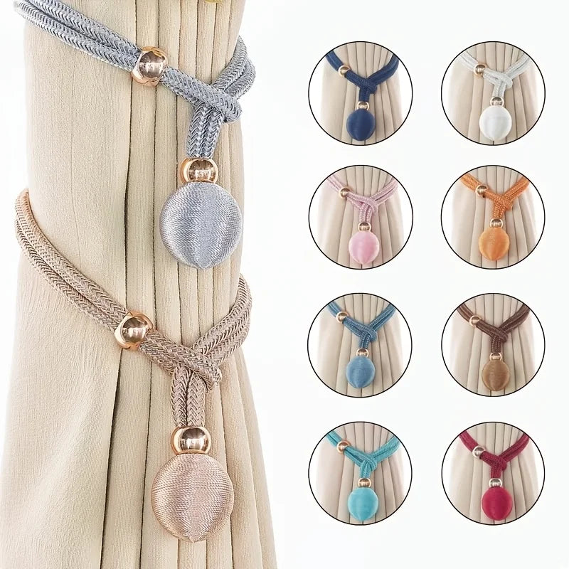 2-Pack French Round Curtain Tie Backs – Adjustable, No Drilling Curtain Tie Backs Babs