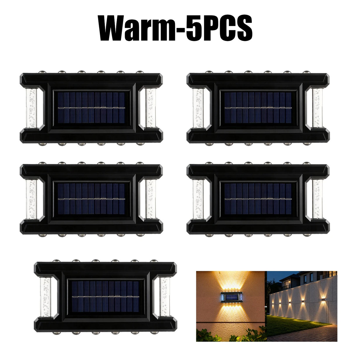 Solar Outdoor Wall Light – Rainproof Garden Landscape Lamp Solar Wall Light Babs Warm 5PCS