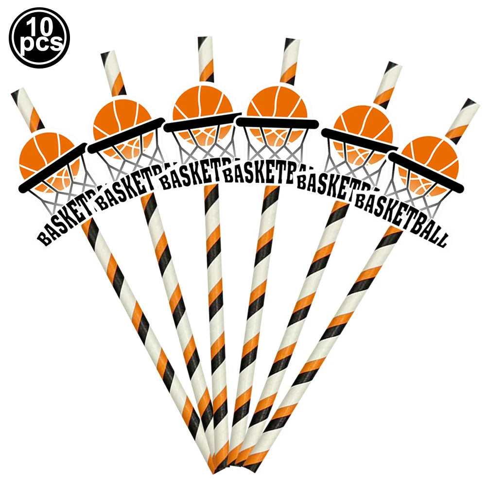 Basketball Party Supplies – Plates, Cups, Popcorn Boxes & Curtain