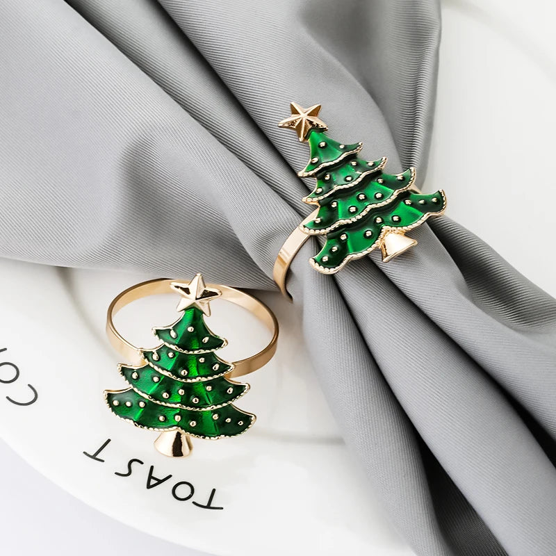 Christmas Napkin Rings Xmas Tree Table Decoration Set 1/6 Pcs Napkin Rings Babs
