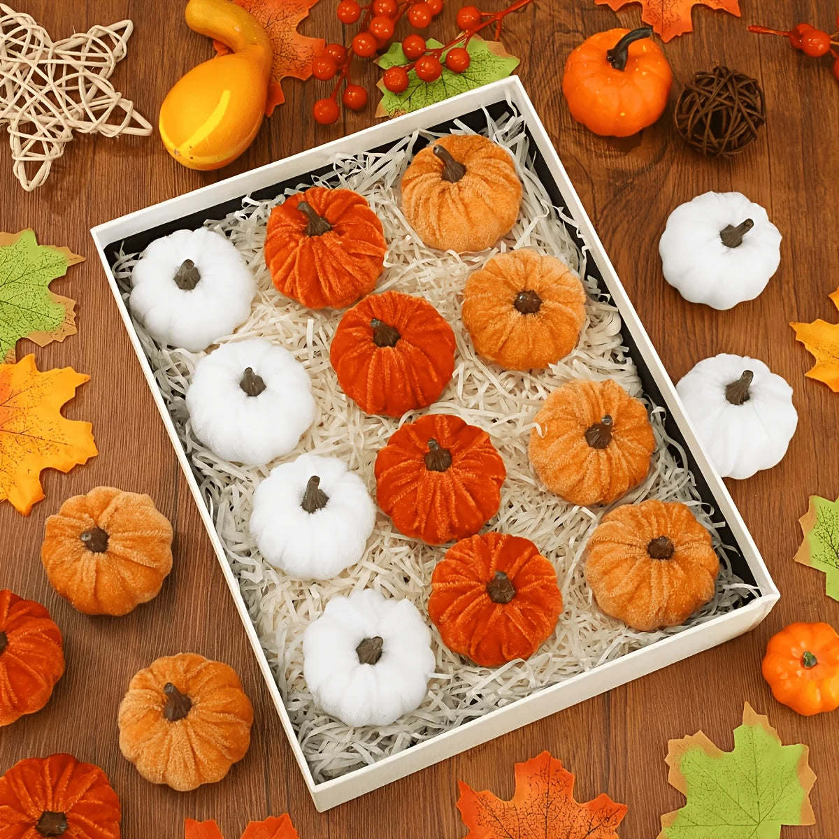 9-Piece Velvet Foam Artificial Pumpkins – Fall & Halloween Décor Artificial Pumpkin Decor Babs