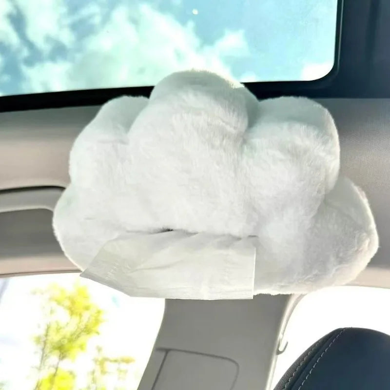 Cloud Plush Tissue Box Cover – Car Hanging Tissue Organizer Car Tissue Holder Babs