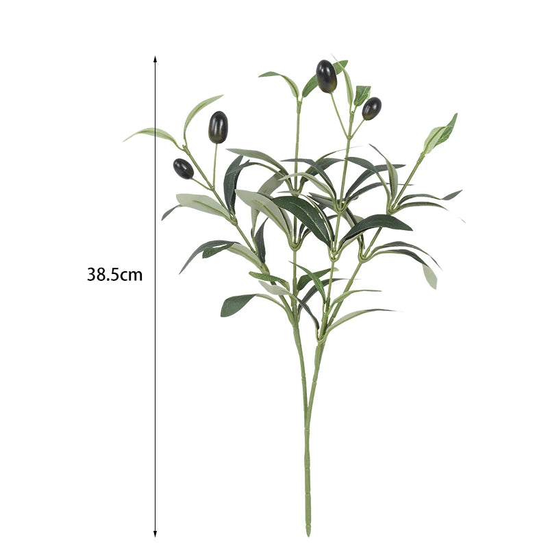 Artificial Olive Branch with Fruit – Silk Green Plant Decor Artificial Floral Branch Babs