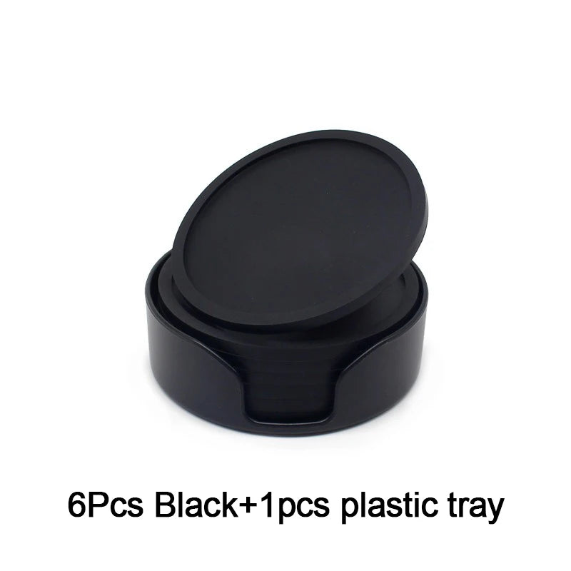6-Piece Silicone Coasters for Drinks & Desserts – 10cm Set Silicone Coaster Set Babs 1-6PcsBlack