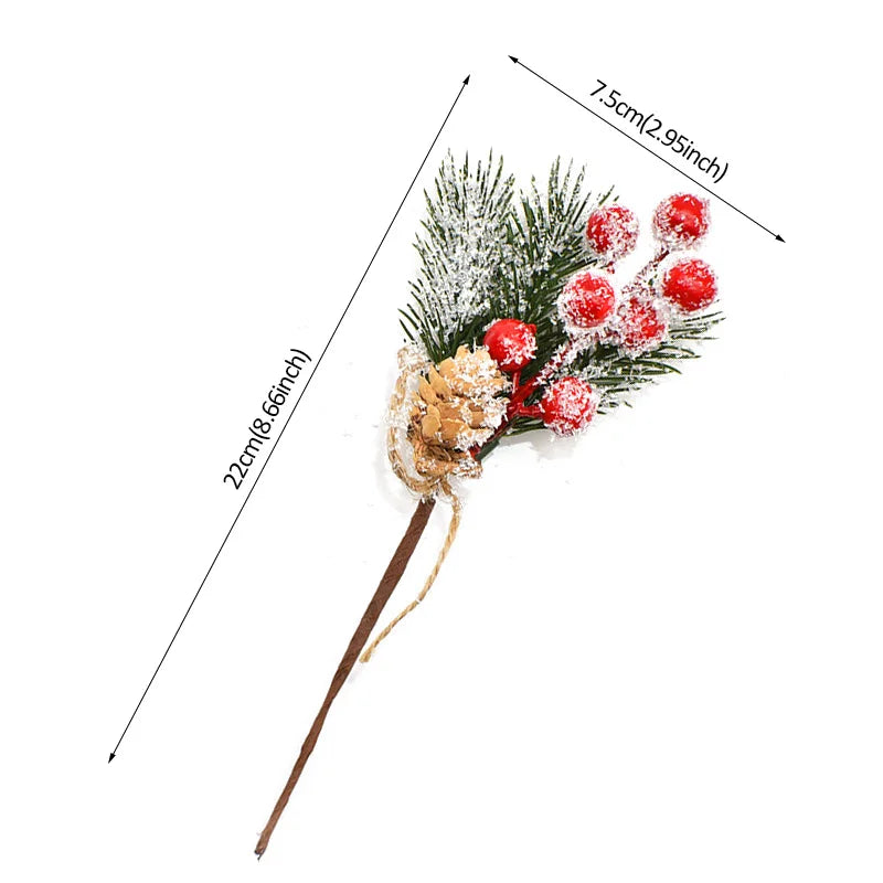 5Pcs Christmas Red Berry & Pine Cone Artificial Branches Décor Christmas Décor Branches Babs