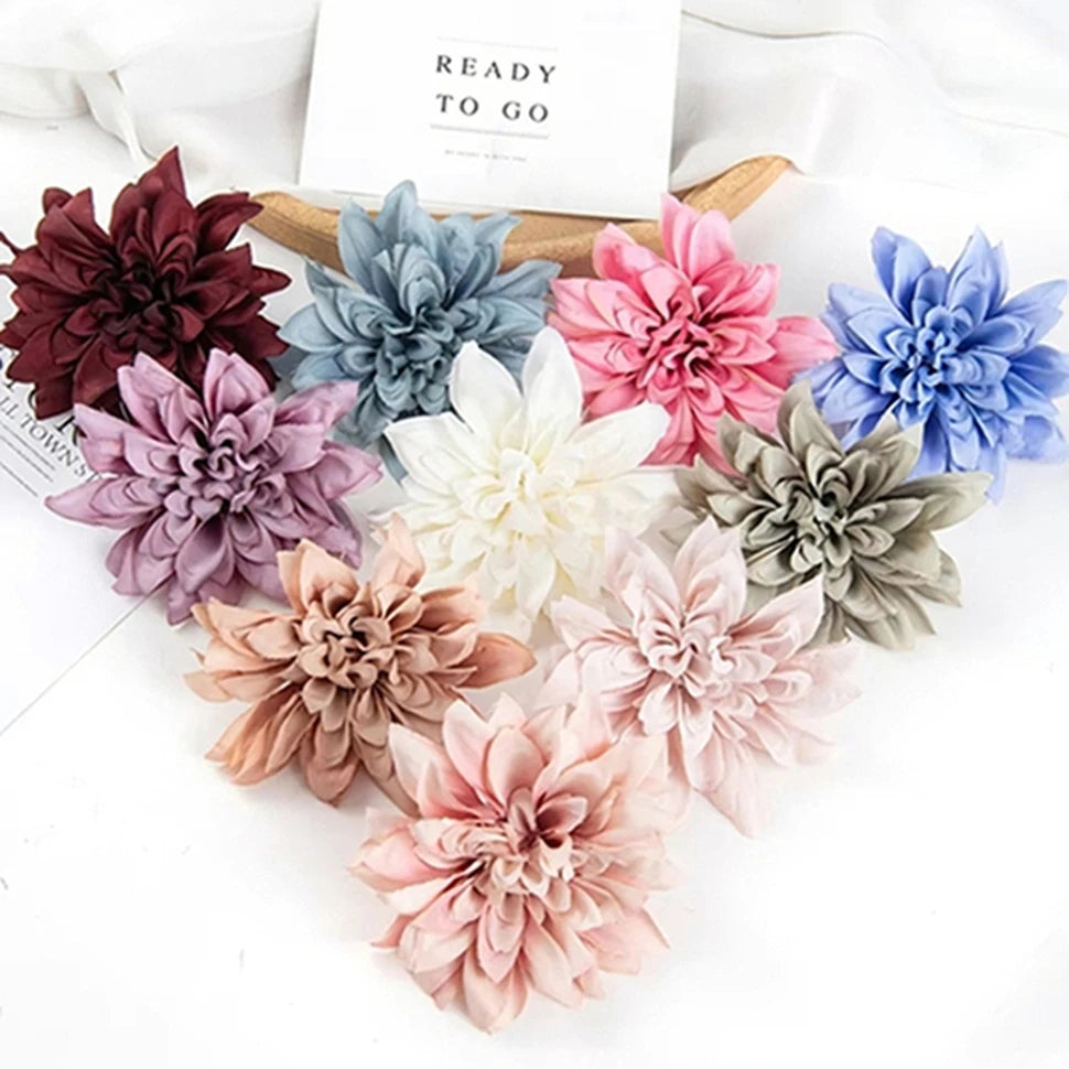 Silk Rose Dahlia Flower Heads for Wedding & DIY Decor Artificial Silk Flowers Babs