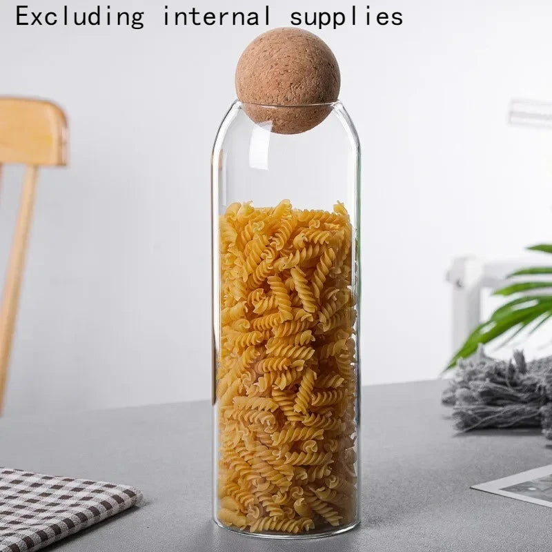 Glass Cork Jar for Coffee Beans, Tea & Dry Food Storage Glass Storage Jar Babs 1200ML 1-tier