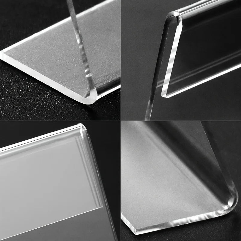 8pcs Transparent L-Shaped Business Card & Sign Display Stand Card Display Stand Babs
