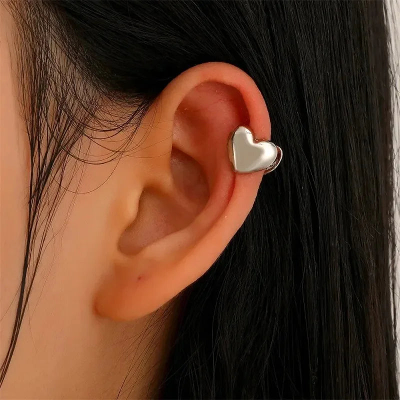 Vintage Heart Clip-On Ear Cuffs – No Piercing Silver Earrings Clip-On Earrings Babs
