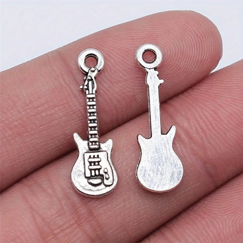 50pcs Antique Silver Guitar Charms Pendants – DIY Jewelry Making Jewelry Making Charms Babs