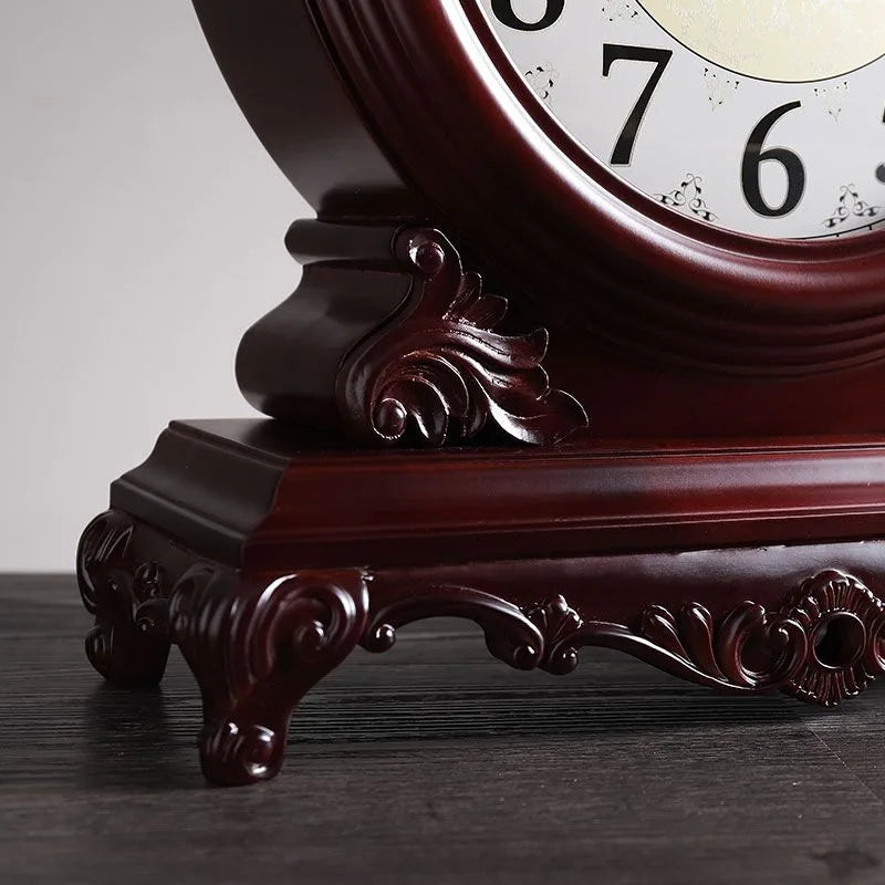 Retro Wooden Desk Clock – Antique Luxury Tabletop Timepiece Decorative Desk Clock Babs