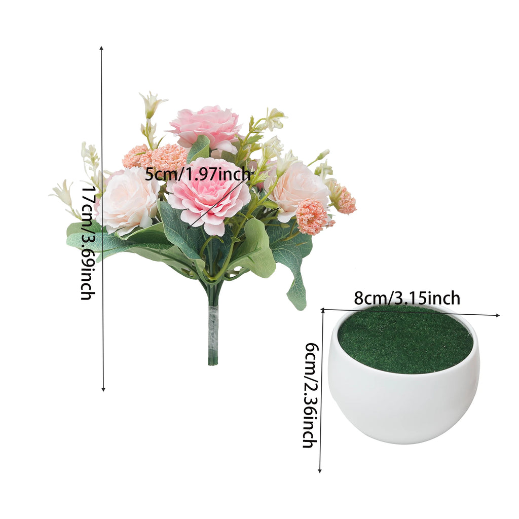 Peony Bonsai Artificial Silk Flowers Potted Plant Table Decor Artificial Flower Decor Babs