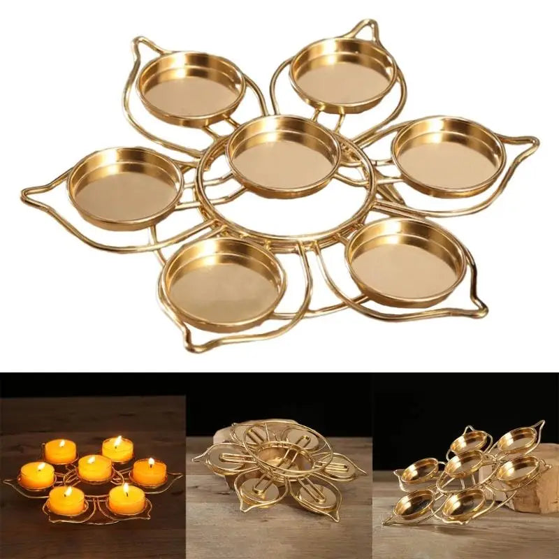 Gold Lotus Metal Candlestick Holder | Buddhist Butter Lamp Candle Holder Babs