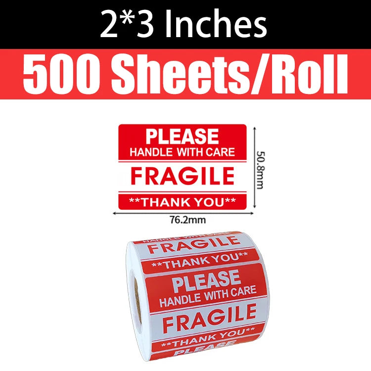 Fragile Handle With Care Stickers 500/1000 PCS – Warning Labels Shipping Warning Labels Babs 500PCS