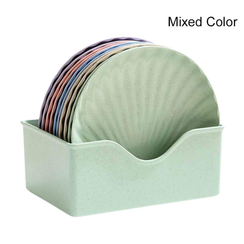 10PCS Nordic Shell-Shaped Plates Set with Storage Base | Microwave Safe Serving Plate Set Babs Mix color