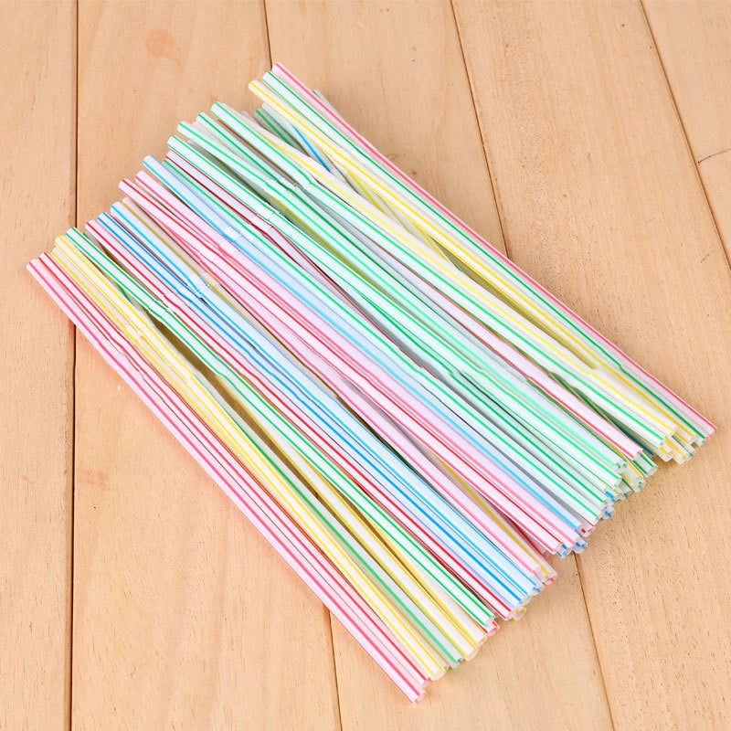 Bendable Multicolor Fluorescent Plastic Drinking Straws Disposable Drinking Straws Babs
