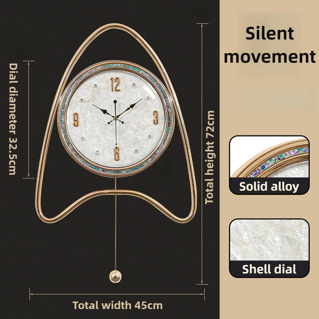 Oeny Natural Shell Nordic Wall Clock – Silent Quartz 40cm Decorative Wall Clock Babs Teardrop