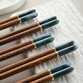 5 Pairs Reusable Wooden Chopsticks – Sushi & Asian Tableware Wooden Chopstick Set Babs 5 pair green