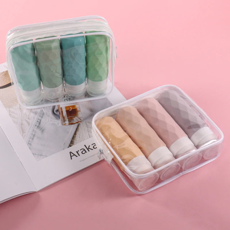 4-Pack 90ml Refillable Silicone Travel Squeeze Bottles Set Travel Bottle Set Babs