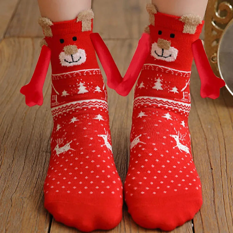 Christmas Magnetic Couple Socks – Festive Cotton Holiday Gift Novelty Couple Socks Babs