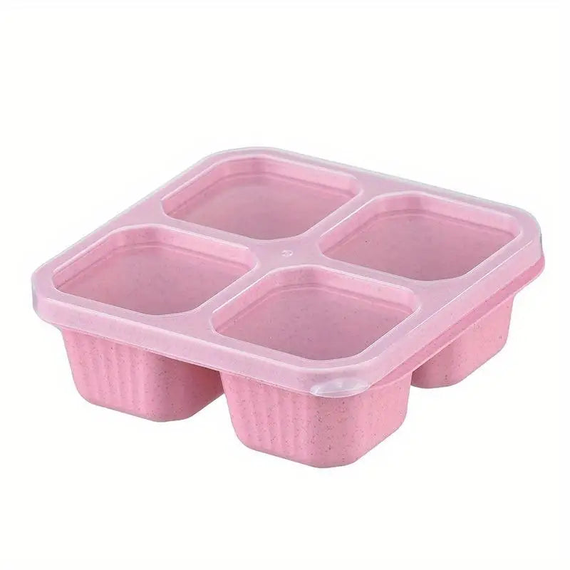 4-Compartment Bento Snack Box – Reusable Divided Lunch Container Bento Lunch Box Babs pink