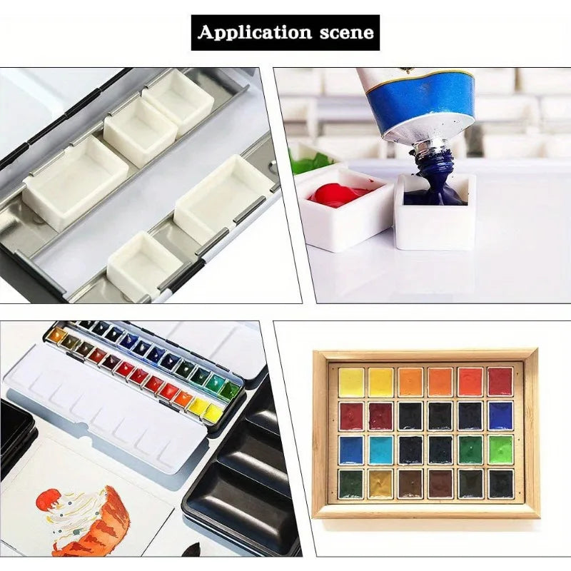 50pcs Empty Watercolor Half Pans – Plastic Paint Pans for Artists Watercolor Paint Pans Babs