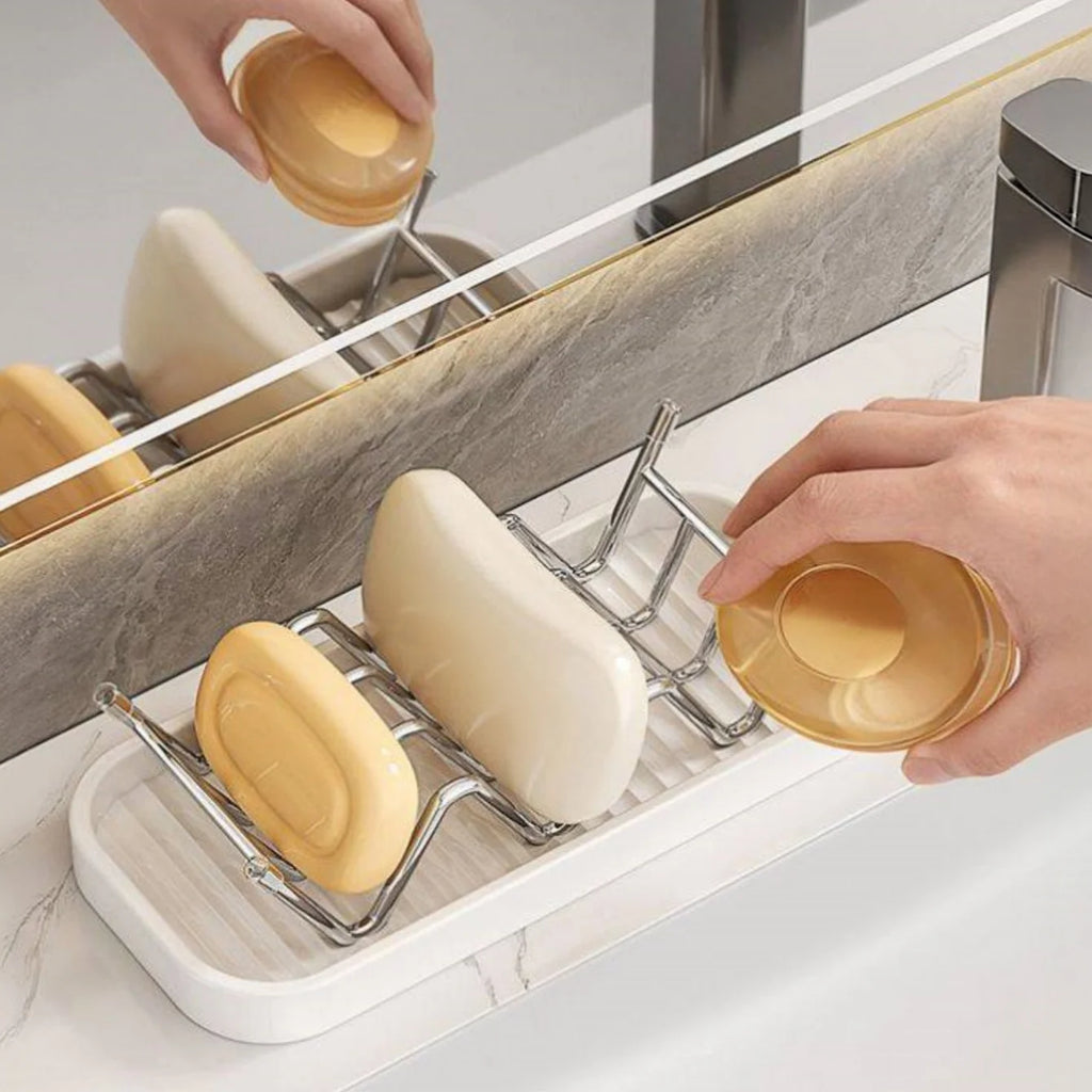 Wavy Stainless Steel Soap Dish with Removable Drip Tray Soap Dish Babs