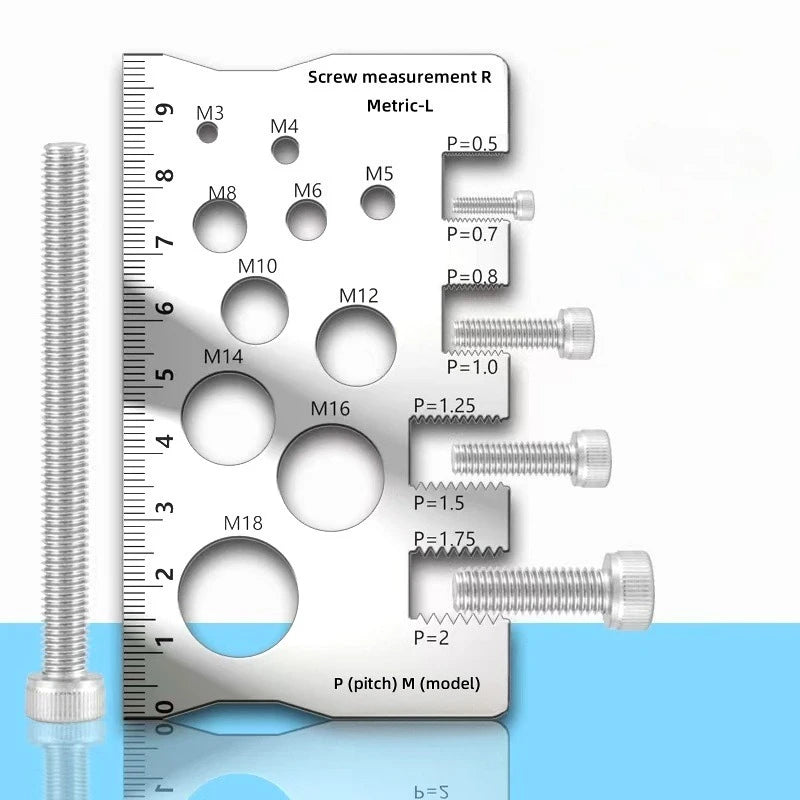 M3-M18 Metric Thread Gauge Stainless Steel Screw Pitch Caliper Thread Measuring Gauge Babs