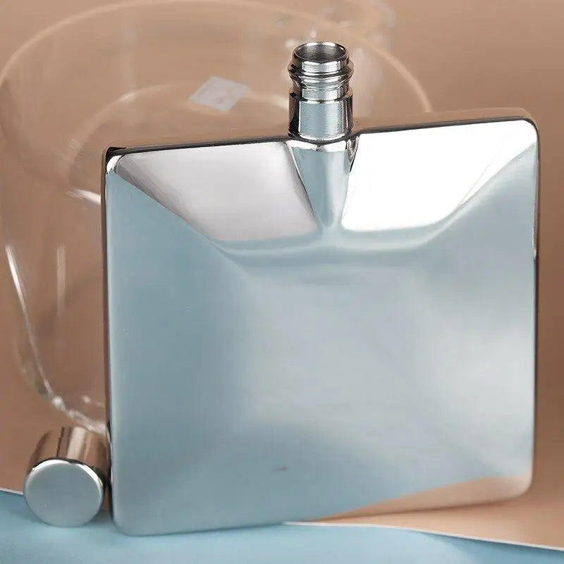 4oz Stainless Steel Flat Hip Flask – Portable Square Travel Flask Hip Flask Babs