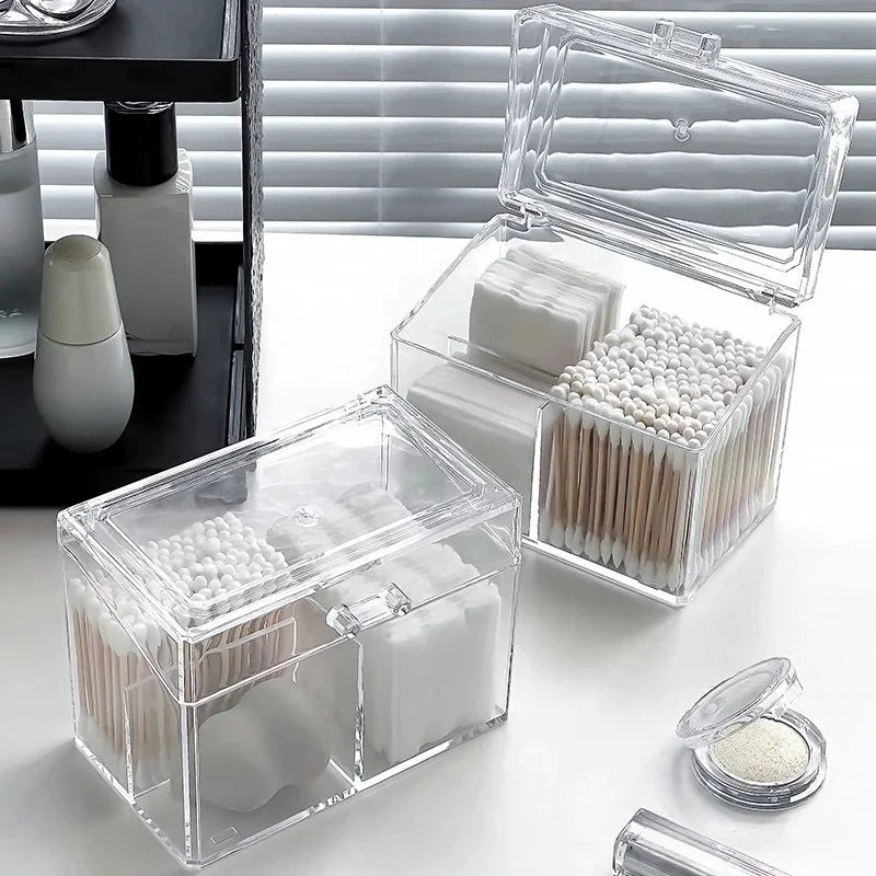 Acrylic Cotton Swab, Pad & Ball Dispenser Storage Box Cosmetic Storage Organizer Babs