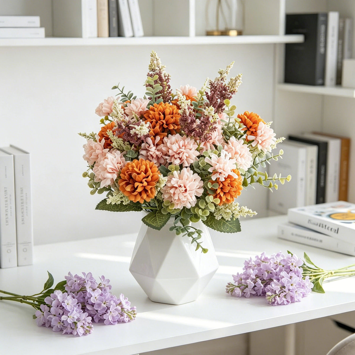 Artificial Lavender & Chrysanthemum Bouquet | Wedding Home Decor Artificial Flower Bouquet Babs