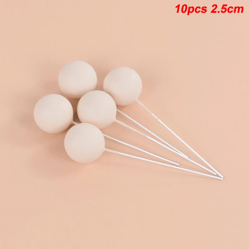10Pcs Ball Cake Toppers Gold Blue Pink – Party & Wedding Cake Topper Set Babs 10pcs nude-2.5cm