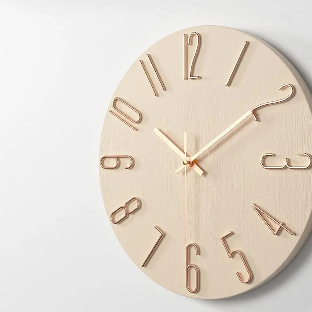 12-Inch Silent Wood Grain Wall Clock | 3D Numbers | 6 Colors Wall Clock Babs