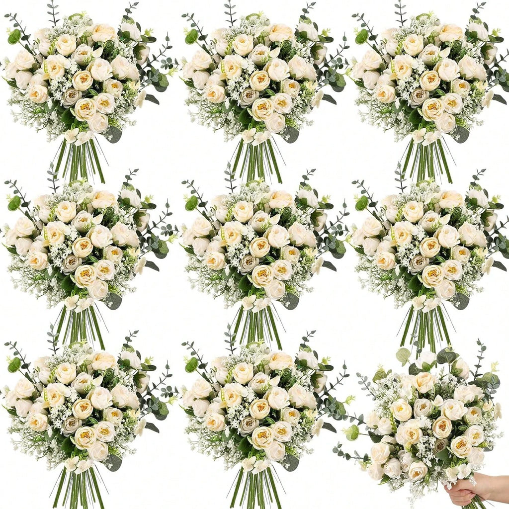 30-Piece Artificial Eucalyptus Baby's Breath Silk Flower Set Artificial Flower Set Babs army green