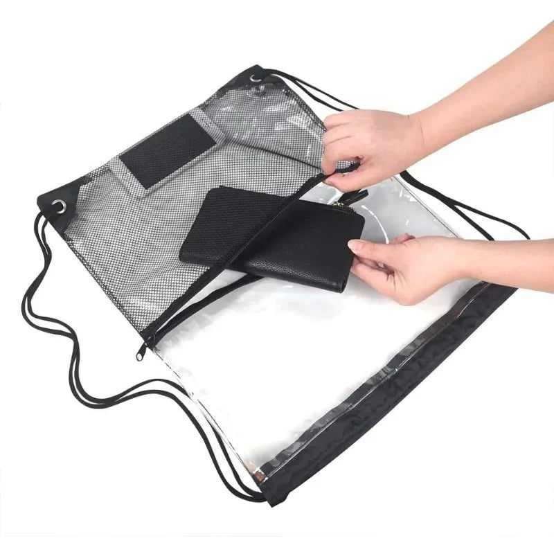 Clear PVC Drawstring Backpack – Stadium, Gym & Travel Bag Clear Drawstring Backpack Babs