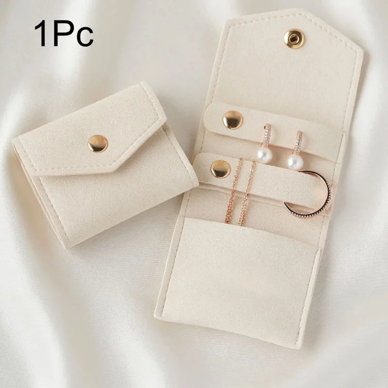 Microfiber Leather Jewelry Pouch – Earrings, Rings & Necklace Jewelry Storage Pouch Babs White 6x5cm