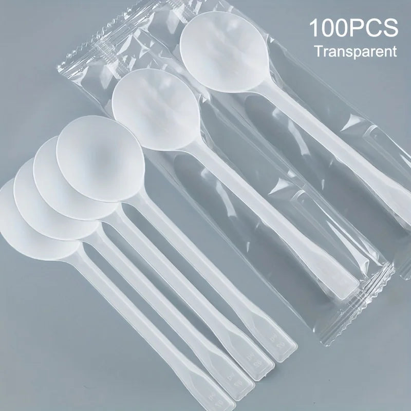 100pcs Individually Wrapped Disposable Plastic Spoons – Bulk Pack Disposable Spoons Babs