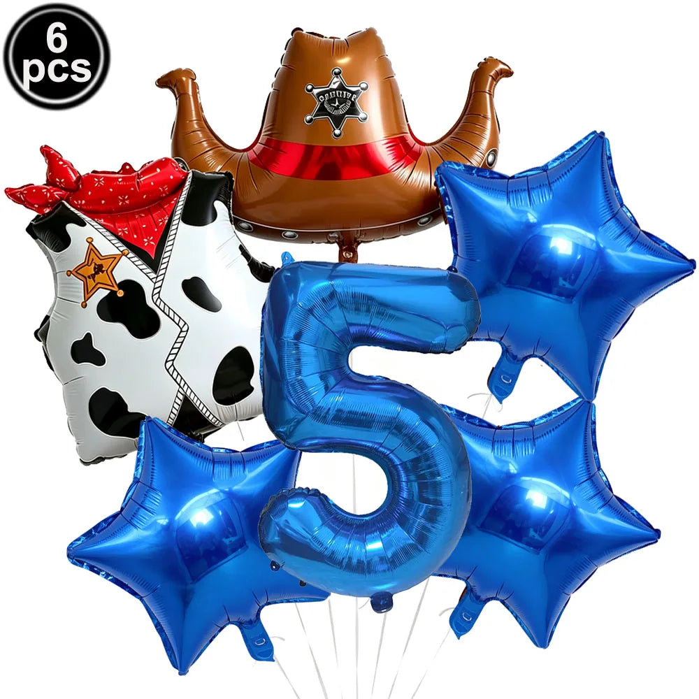 Western Cowboy Foil Balloon Set – 6pc Birthday Party Decor Party Foil Balloons Babs PURPLE As pictures show