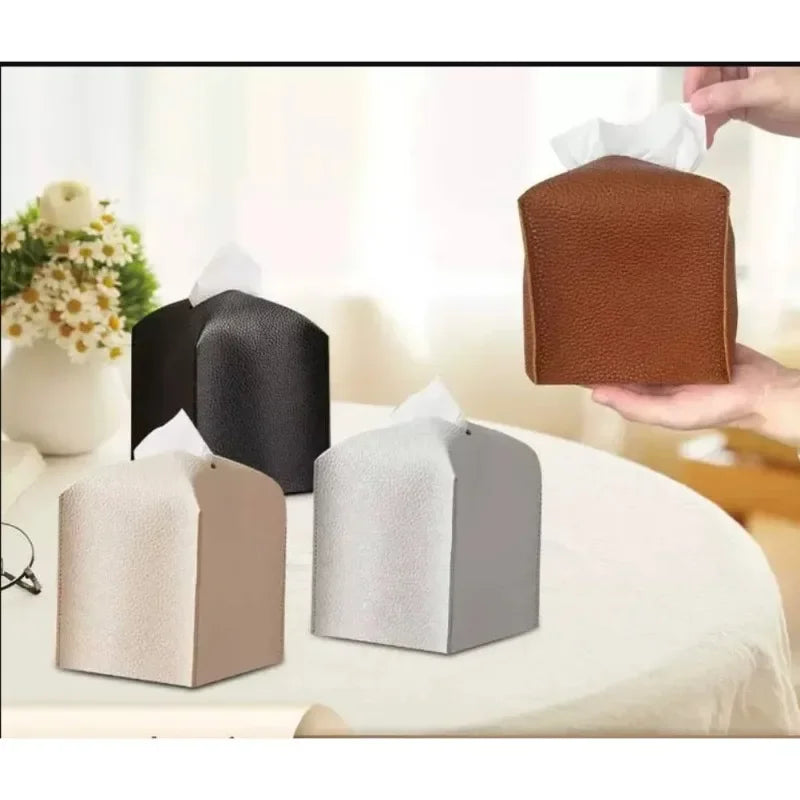 PU Leather Tissue Box Holder – Modern European Style Tissue Box Holder Babs