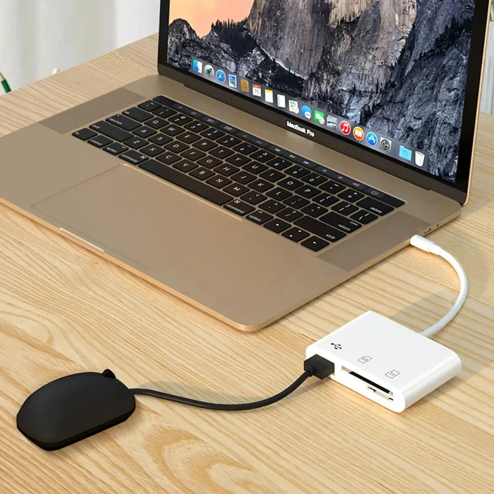 KEBIDUMEI 3-in-1 USB-C OTG Card Reader Dual SD TF Slot Adapter USB Card Reader Babs