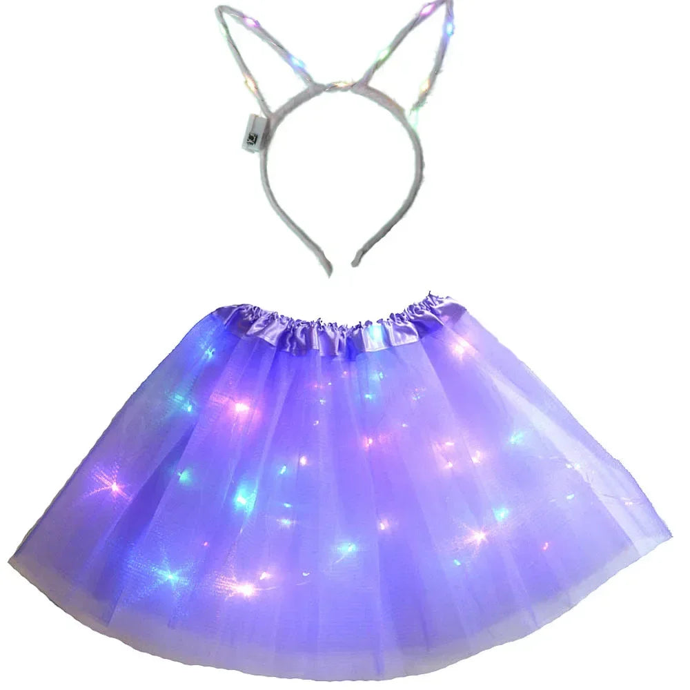 LED Light-Up Princess Tutu Skirt & Bunny Headband Set LED Costume Set Babs 20 for 2-8 years girls