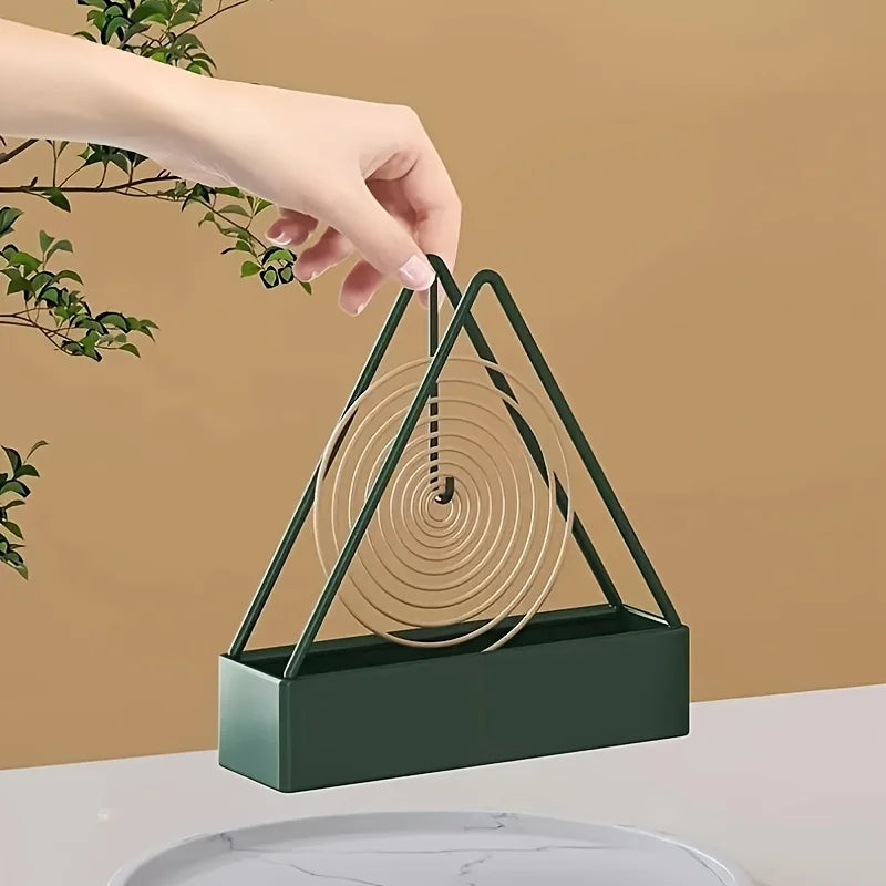Triangular Mosquito Coil Holder – Metal Hanging Ash Collector Incense Coil Holder Babs green