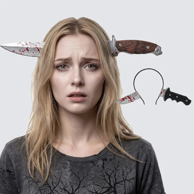 Halloween Fake Knife Headband – Scary Costume Prop Hair Hoop Costume Headband Prop Babs