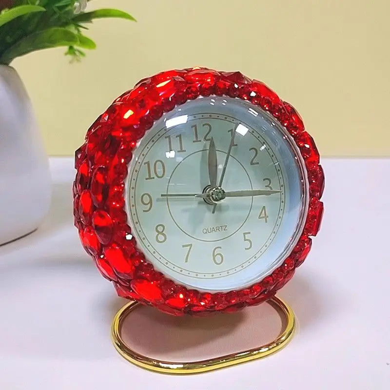 Oeny Modern Silent Desk Clock – Luminous Metal Alloy, Quartz Desk Clock Babs Red