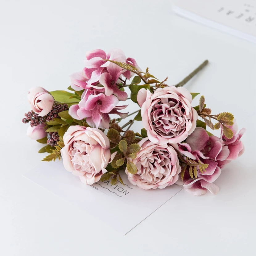 Silk Peony Hydrangea Artificial Flowers – Wedding & Home Décor Artificial Silk Flowers Babs color 7 1 pc