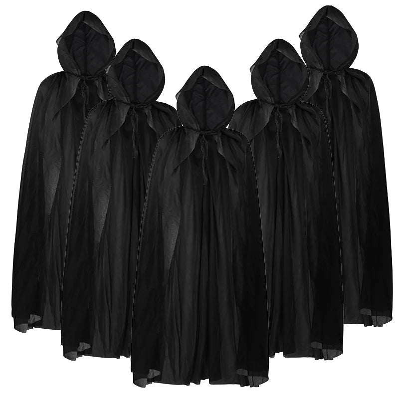 Black Long Hooded Cape – Halloween Witch Costume Cloak 120–140cm Halloween Costume Cape Babs