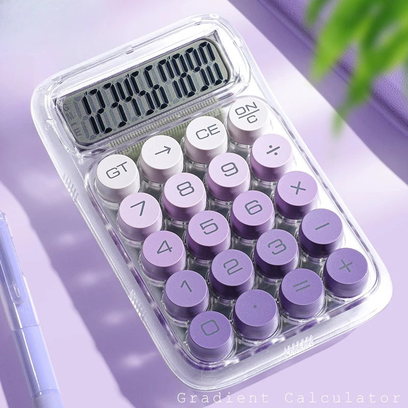Gradient Transparent Mini Calculator – 10-Digit Portable Portable Calculator Babs