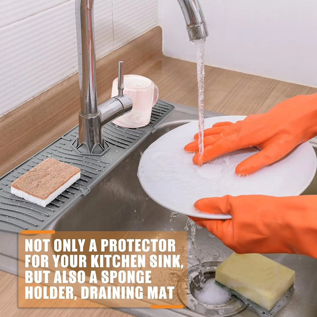 Silicone Sink Faucet Mat – Splash Guard & Countertop Protector Silicone Sink Mat Babs